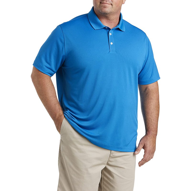 DXL Big & Tall Golf Polo Shirt for Men, Solid Blue, 5XLT