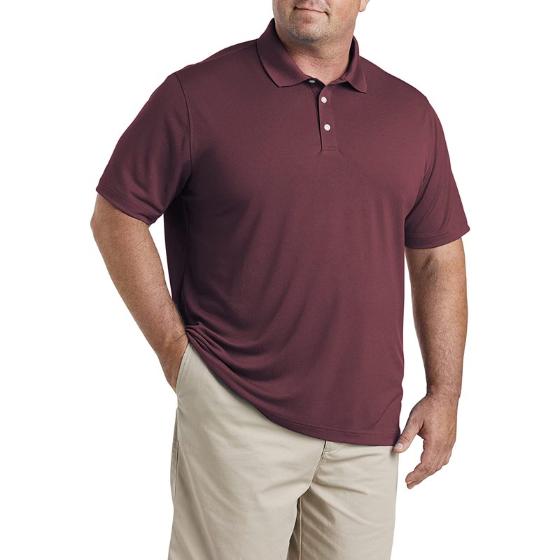 DXL Big & Tall Golf Polo Shirt, Port, 2XLT – Moisture-Wicking, UPF Sun Protection