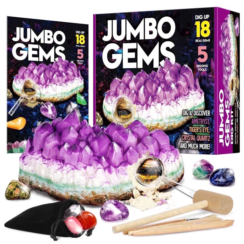 Gemstone Dig Kit for Kids - Real Crystals & Geology Science Activity