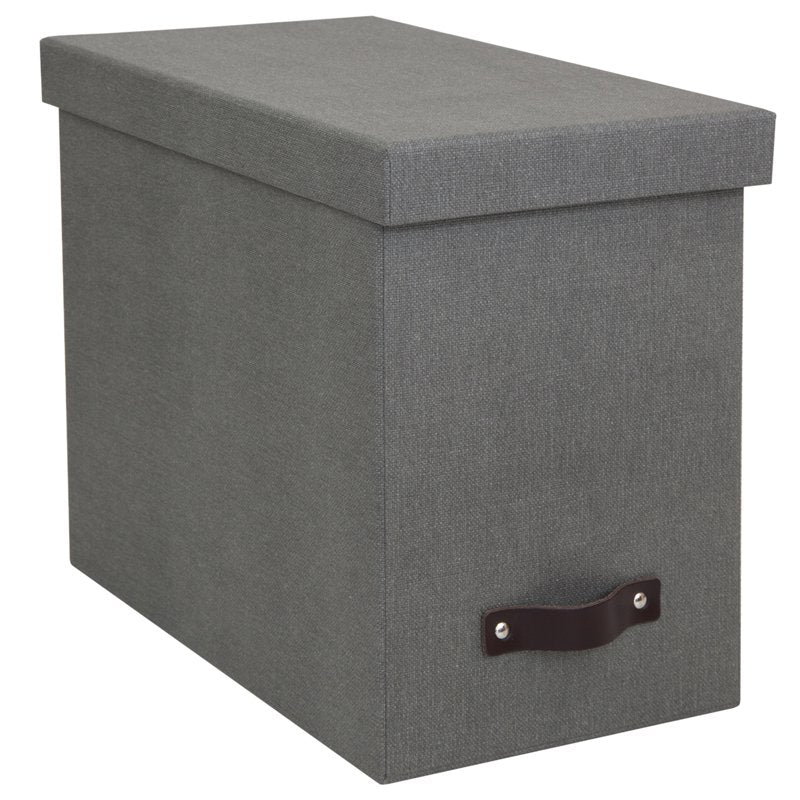 Bigso John Desktop File Storage Box with Handle - Grey, Letter Size Organizer