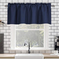 Dark Blue Blackout Valance Curtain for Kitchen & Living Room 57x18 inches