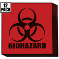 Biohazard Warning Labels 6x6 Inches Pack of 12 Self-Adhesive Safety Stickers
