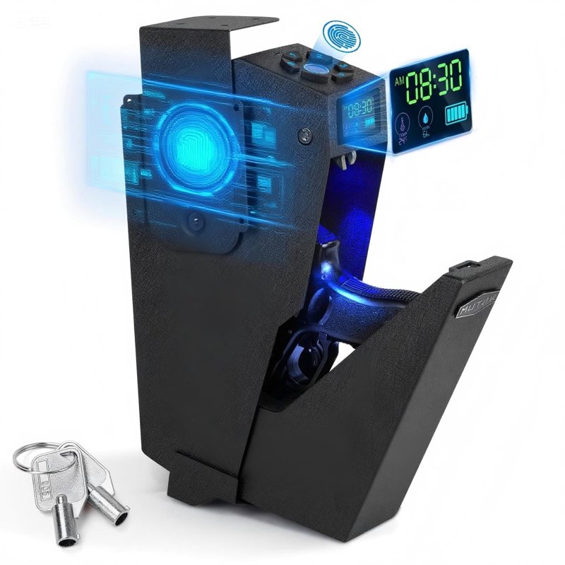 Biometric Fingerprint Safe with Quick-Open Lock Wall Mount Pistol Box