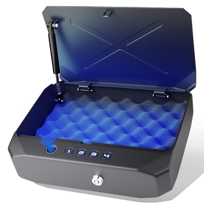 Biometric Fingerprint Gun Safe for Pistols & Valuables, 2-3 Revolvers Storage