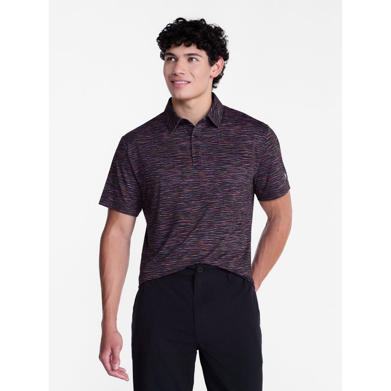 Men's Melange Print Golf Polo Shirt with UPF 50+ Sun Protection