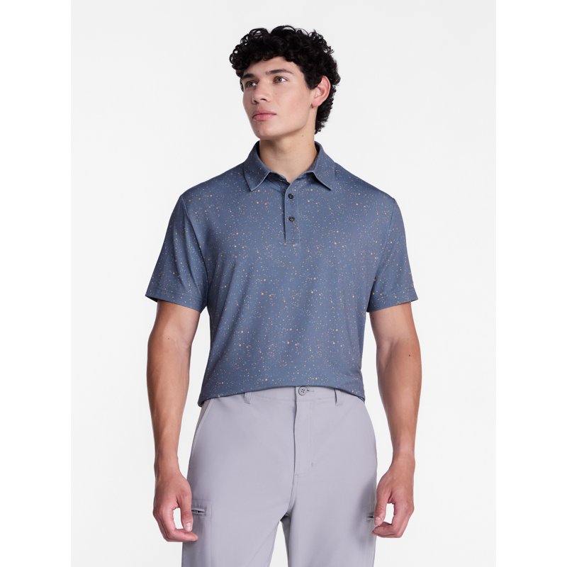 Men's Colorful Splatter Print Golf Polo Shirt with UPF 50+ Sun Protection
