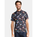 Birdie Bound Men’s and Big Men's Novelty Print Golf Polo Shirt – Black Flamingo, XL (S-5XL)