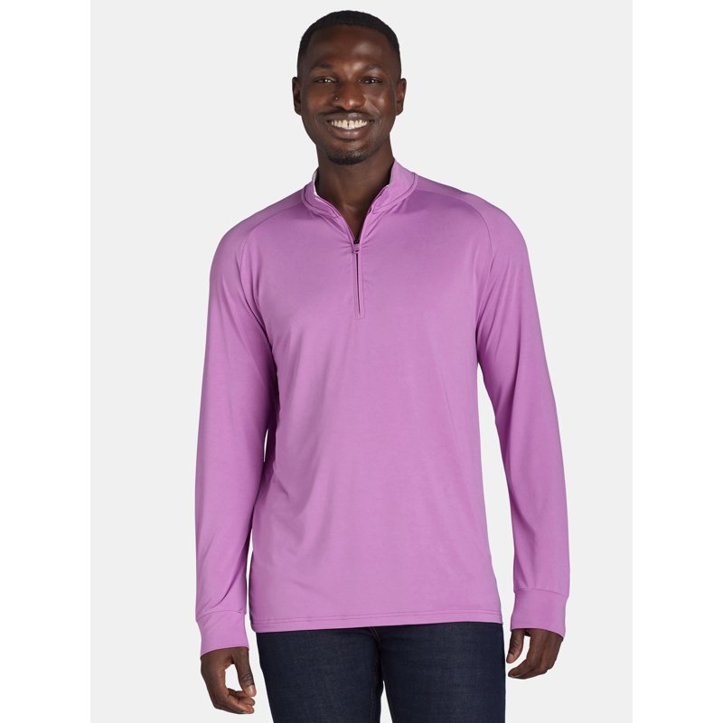 Men's Quarter Zip Active Top with Long Sleeves - Soft Stretchy Knit, Sizes S-3XL