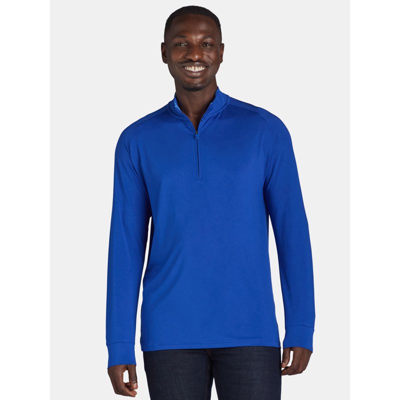 Men's Quarter Zip Active Top with Long Sleeves - Soft Stretchy Knit, Sizes S-3XL