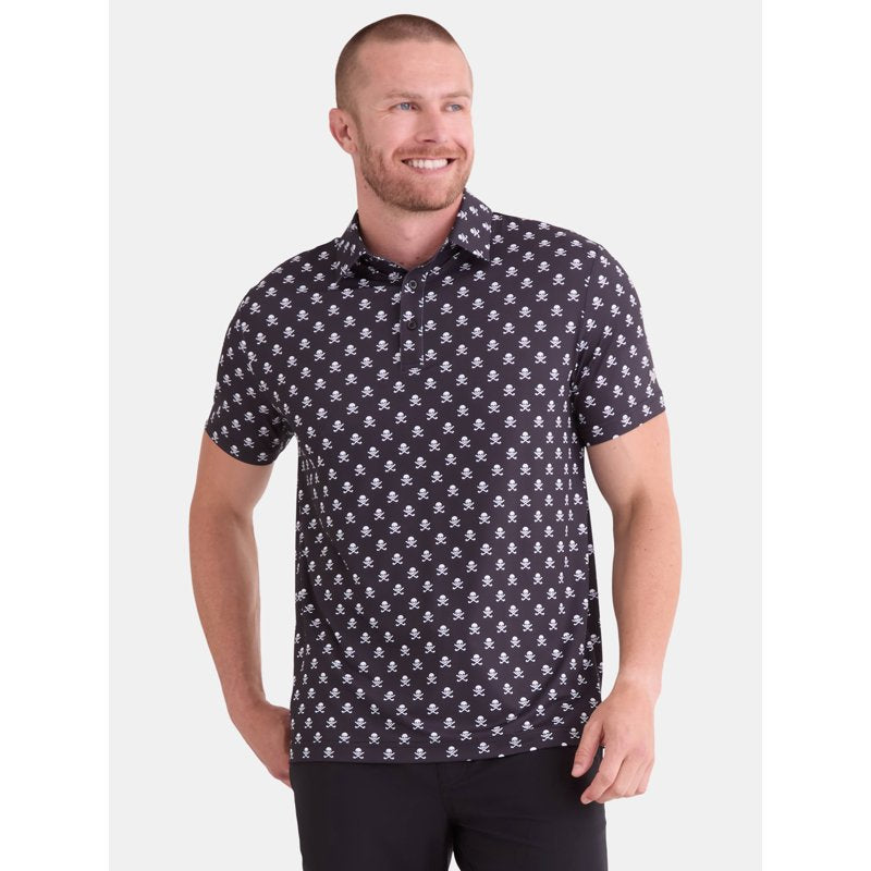 Neon Skeleton Golf Polo Shirt for Men - Short Sleeve Performance Activewear