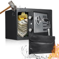 Fireproof Waterproof Security Safe with Keypad & Spare Keys - Compact Home Safe