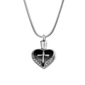 Cross Heart Cremation Jewelry Necklace for Ashes - Memorial Keepsake with Funnel Kit