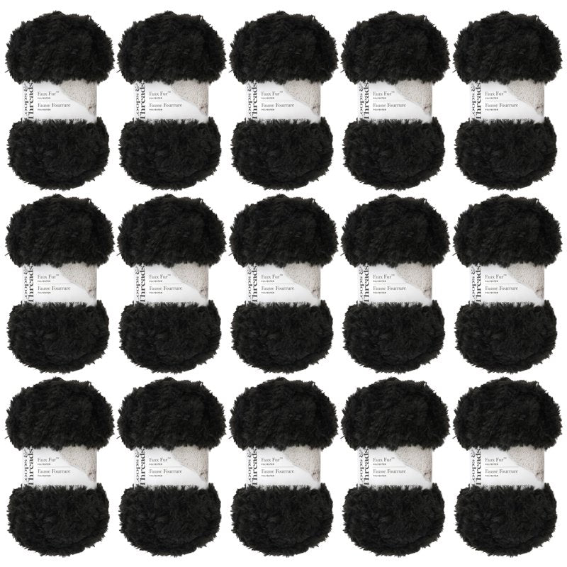 Faux Fur Yarn Bulk Pack for Knitting Crochet & Weaving - Super Bulky 15 Pack