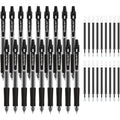 Retractable Black Gel Pen Set with Refills - Smooth Writing & Comfortable Grip