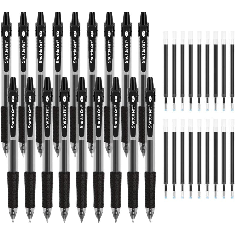 Retractable Black Gel Pen Set with Refills - Smooth Writing & Comfortable Grip