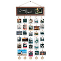 Rustic Black Hanging Photo Display with Chalkboard and Clips Wall Decor