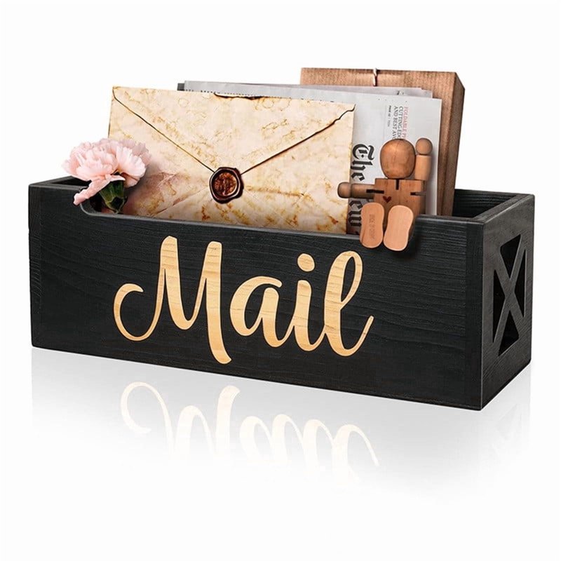 Wall-Mounted Wooden Mail Organizer for Countertop and Entryway