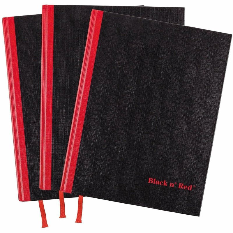 Hardcover Notebook Casebound 3-Pack - Ruled, Textured Matte Cover, Black n' Red