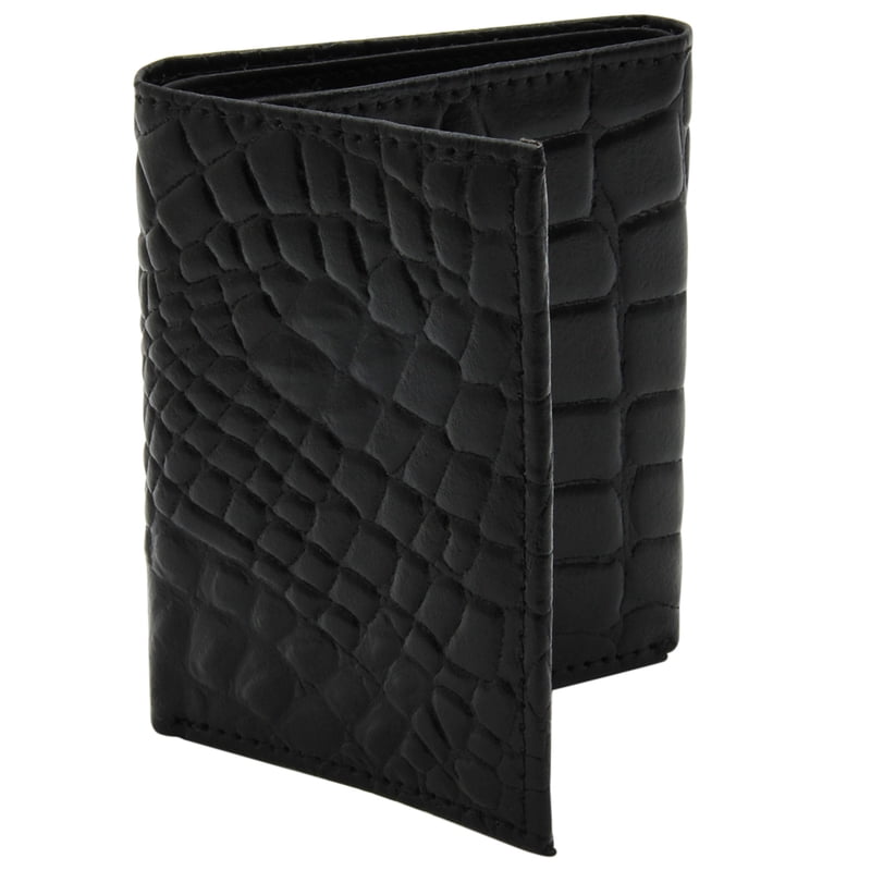 Blackcanyon Outfitters RFID Crocodile Embossed Leather Trifold Wallet - Black or Brown