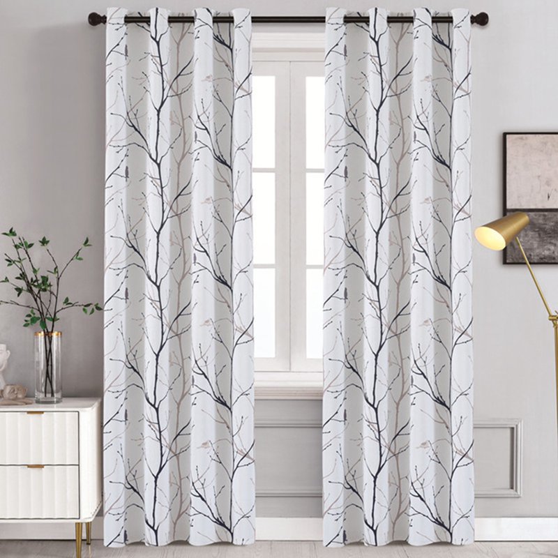 Blackout Curtains 84 Inch Length - Branches Print Thermal Insulated Drapes