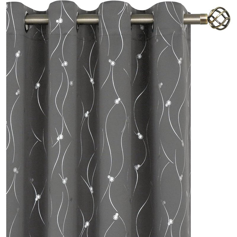 Blackout Thermal Insulated Grommet Window Curtains - Dark Grey, 2 Panels