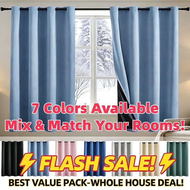 Blackout Window Curtain Panel - Noise Reducing Thermal Microfiber Insulated