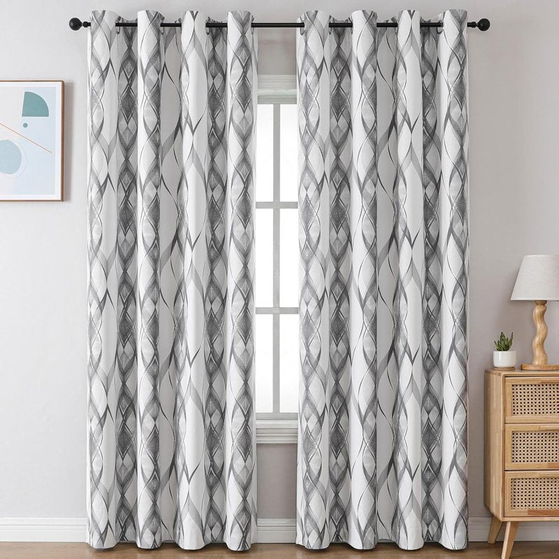 Blackout Window Curtains Set for Bedroom and Living Room - Noise & Thermal Insulated Drapes, Grey, Pack of 2