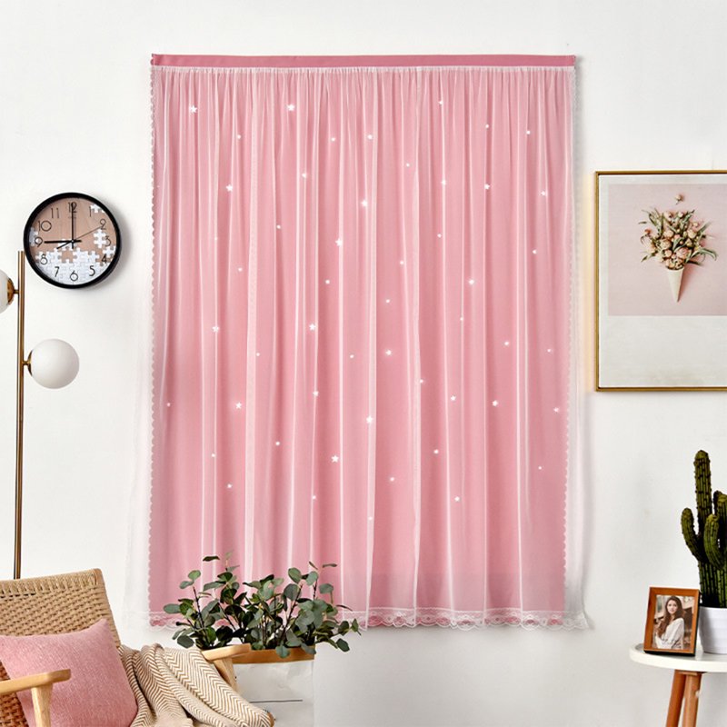Blackout Star Curtain for Bedroom & Kids Room - Double Layer Window Decor