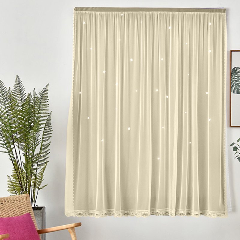 Blackout Star Curtains for Bedroom and Kids Room with Sheer Overlay
