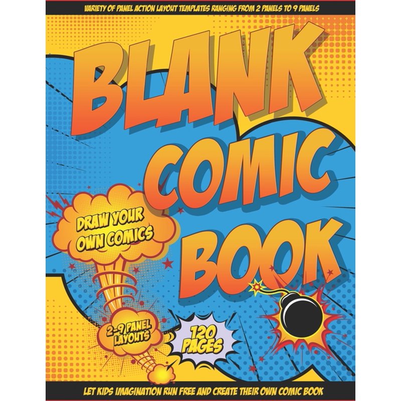 Kids Blank Comic Book 120 Pages Large 8.5 x 11 Drawing Journal for Creative Kids