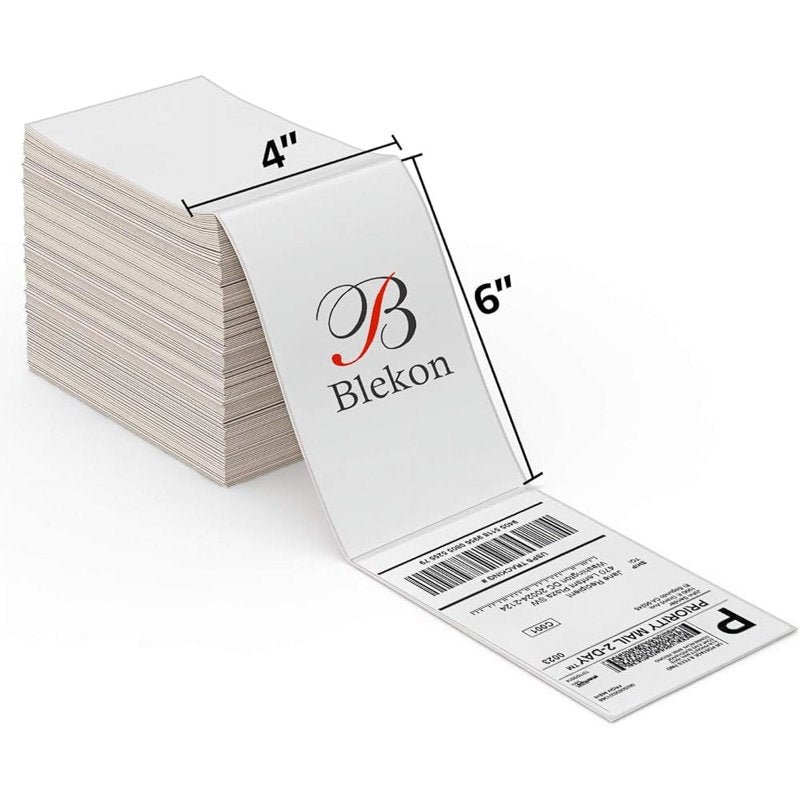 Thermal Shipping Labels 4x6 Inch Fanfold, Compatible with Zebra, Rollo & HP