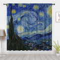 Starry Night Window Curtain Set - Blackout Art Drapes for Bedroom