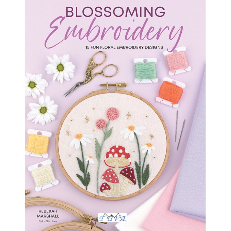 Floral Embroidery Pattern Book with 15 Designs for Hand Stitching