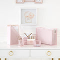 Pink Office Desk Organizer Set - 5 Piece Cubicle & Home Office Storage