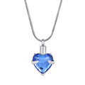 Heart Cremation Necklace with Rhinestones - Memorial Jewelry for Ashes & Remembrance