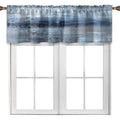Blue Grey Kitchen Valances for Windows - Abstract Art Window Treatment - 18x52 Inches