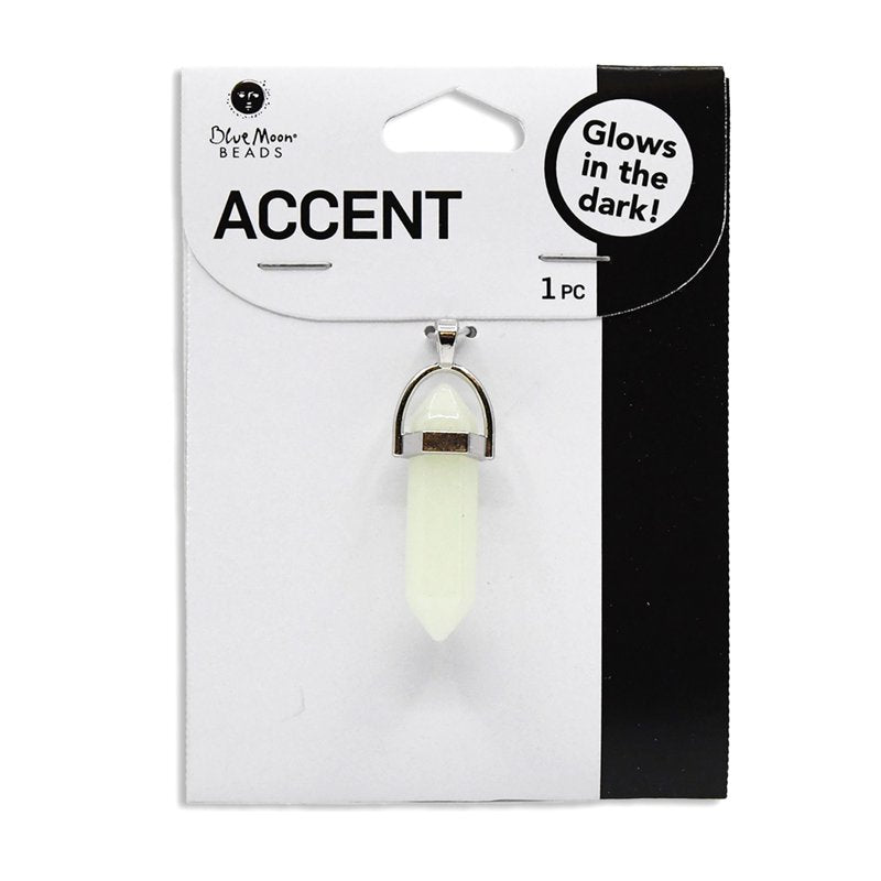 Glow in The Dark Green Glass Dagger Pendant for Jewelry Making - Unisex Adult