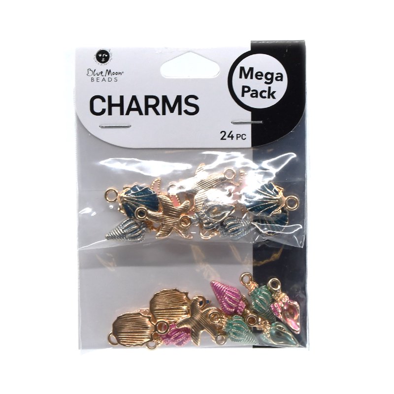 Sea Gold Charms Jewelry Making Set - 24-Piece Ocean Themed Charm Collection