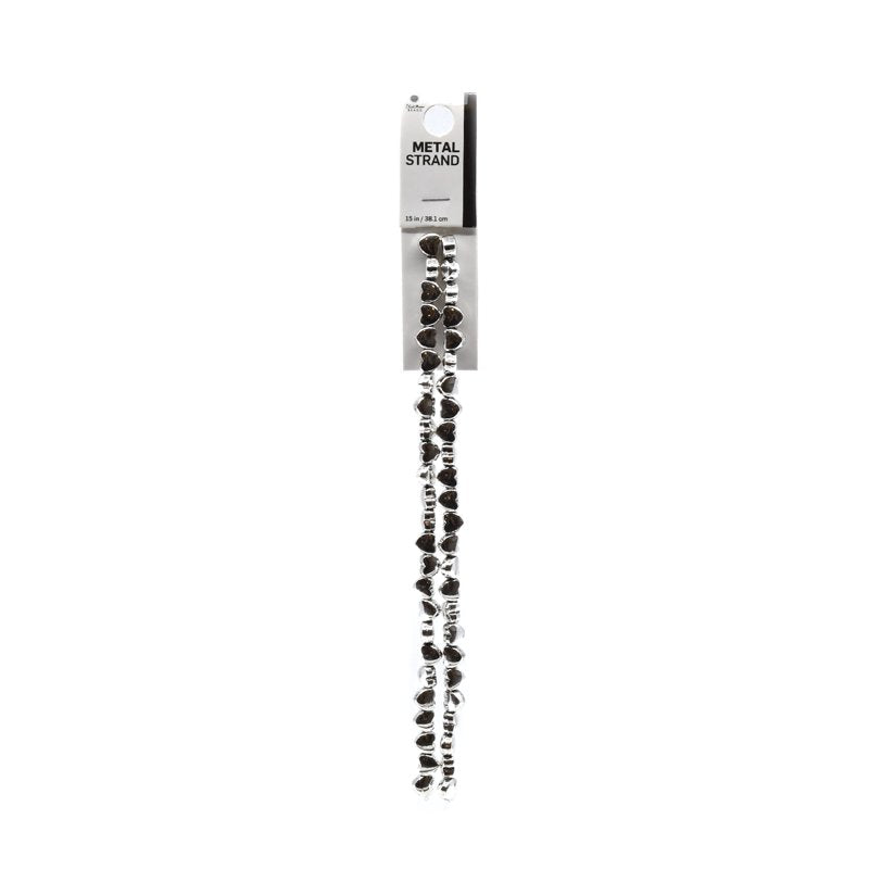 Silver Alloy Heart Bead Strand - 15 Inch Jewelry Making Supplies, 2 Pieces