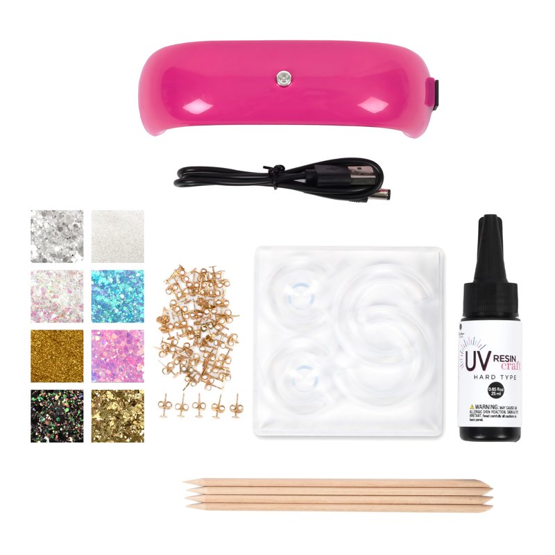 Jewelry-Making Kit with UV Resin Hoop & Stud Earrings - Multi-Color