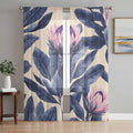 Blue Pink Purple Floral Sheer Curtains Set 52x72 Inches - Multiple Sizes