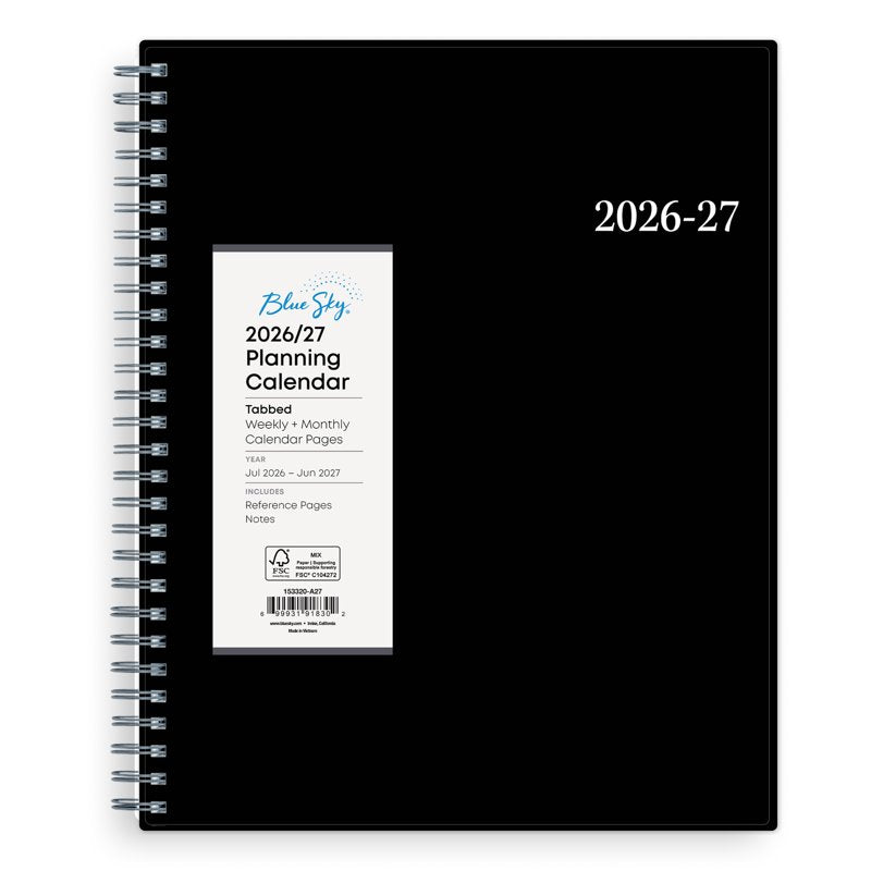 Academic Year Planner Calendar 2026-2027 - Weekly & Monthly Schedule, 8" x 10.875", Wirebound, Laminated Tabs