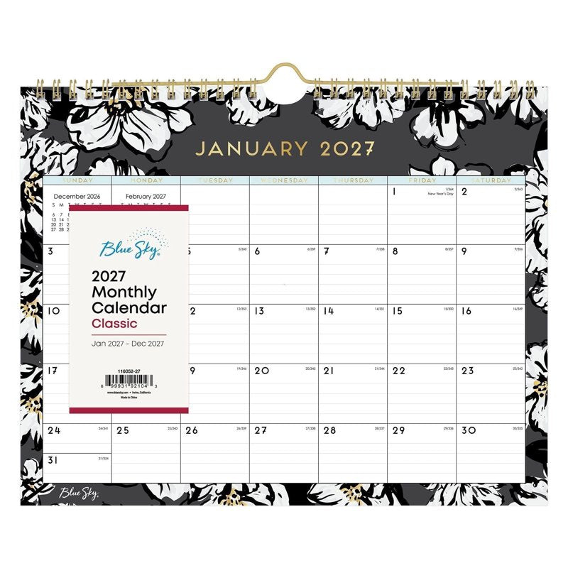 2027 Monthly Wall Calendar - Durable Twin Wire Binding, 11x8.75 Inches, Office & Home Use