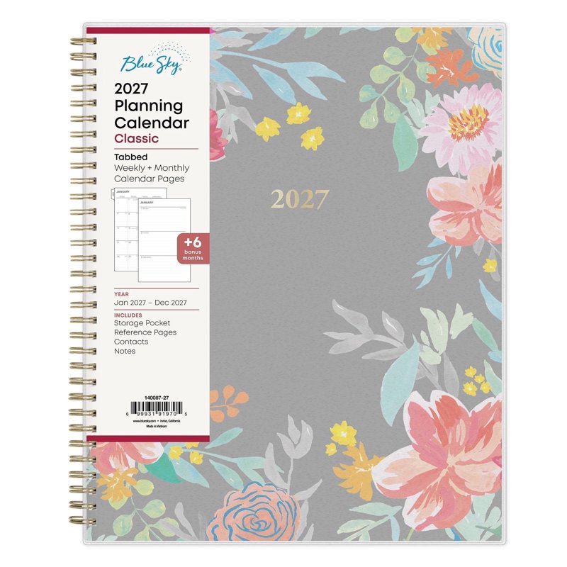 2027 Weekly & Monthly Planner Calendar - All Patterns, 8.5 x 11, Durable Wire Binding