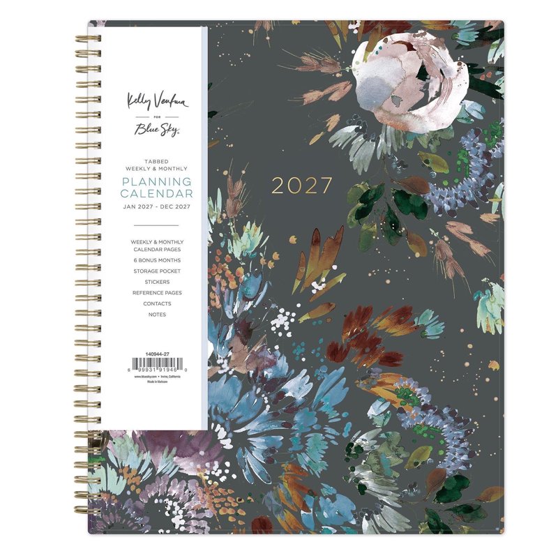 2027 Weekly & Monthly Planner Calendar with Durable Twin Wire Binding and Storage Pocket