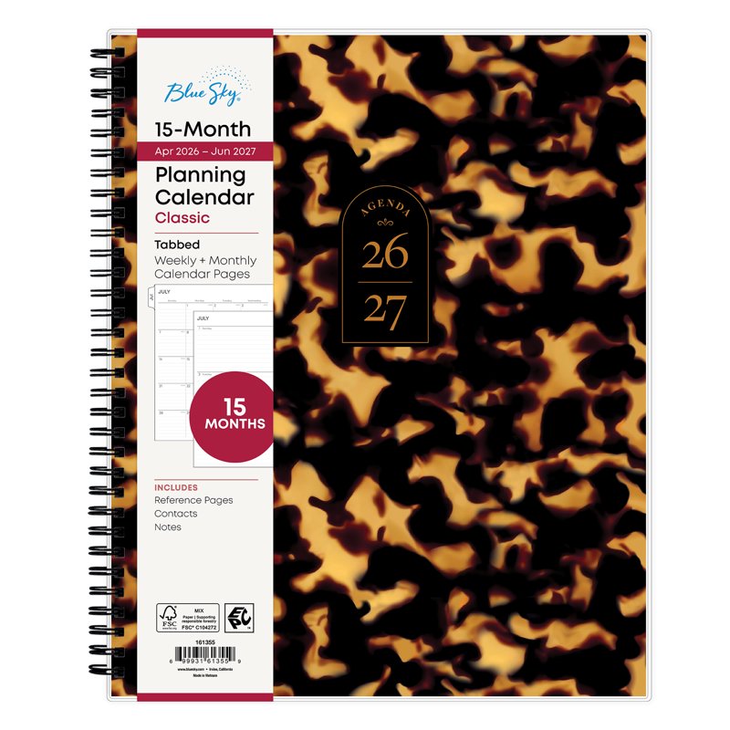 Blue Sky Monthly Weekly Planner 15-Month Academic Calendar 8.5x11 Animal Print