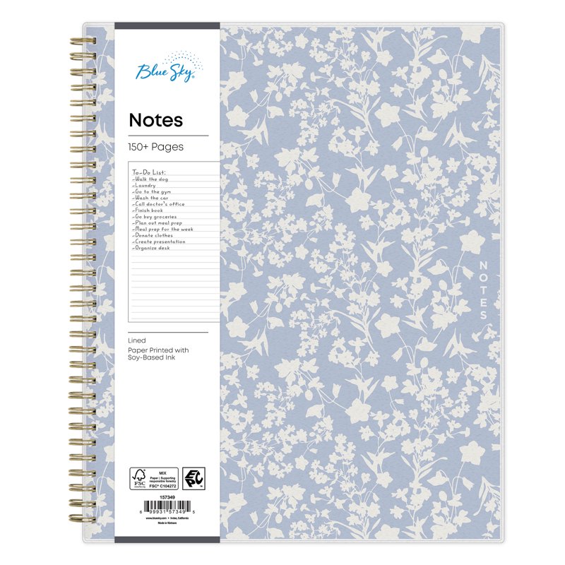Blue Sky 8.5x11 Lined Notebook - Durable Cover, Perforated Pages