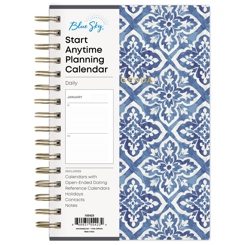 Undated Daily Planner 5 x 8 Flexible Cover Twin Wire Binding Office & School