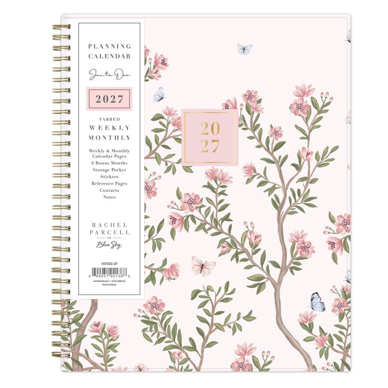 2027 Weekly Monthly Planner Calendar - Chic Design, Clear Pocket Cover, Durable Binding