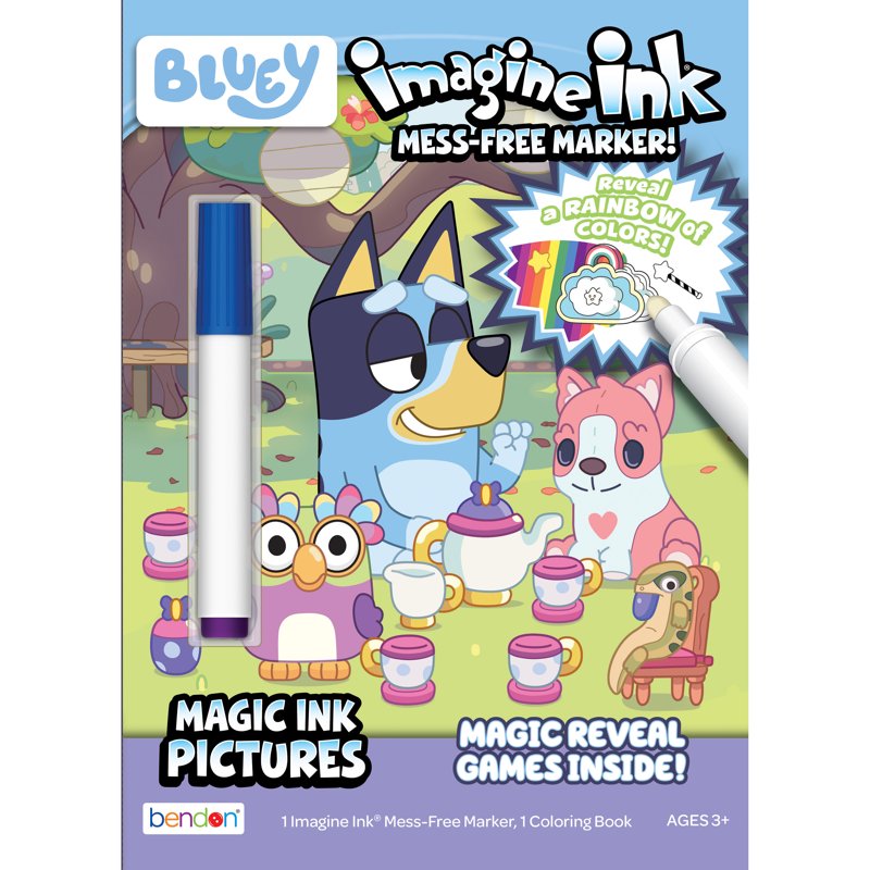 Bluey Imagine Ink Mess-Free Coloring Book with Magic Marker - 10 Pages